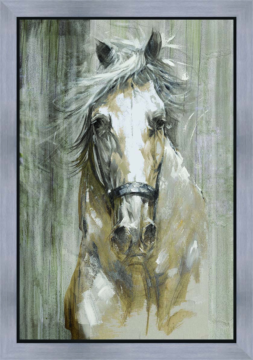 rooster Natte sneeuw samen schilderij paard 60x90 ca40 - Schilderijenshop