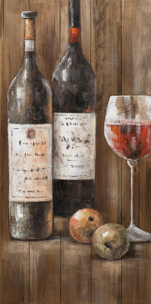 Plotselinge afdaling Thuisland Achterhouden schilderij wijnflessen op steigerhout 50x100 ilxe1261 - Schilderijenshop