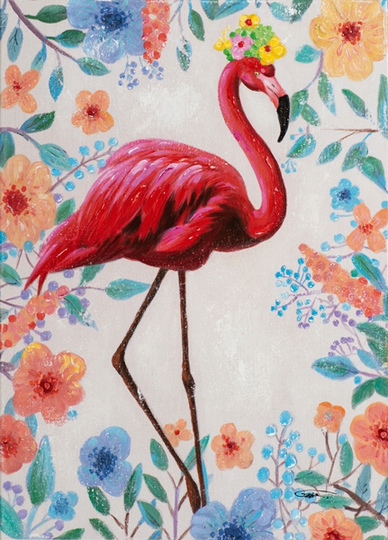Schilderij flamingo 50x70 ilxe1809 Schilderijenshop