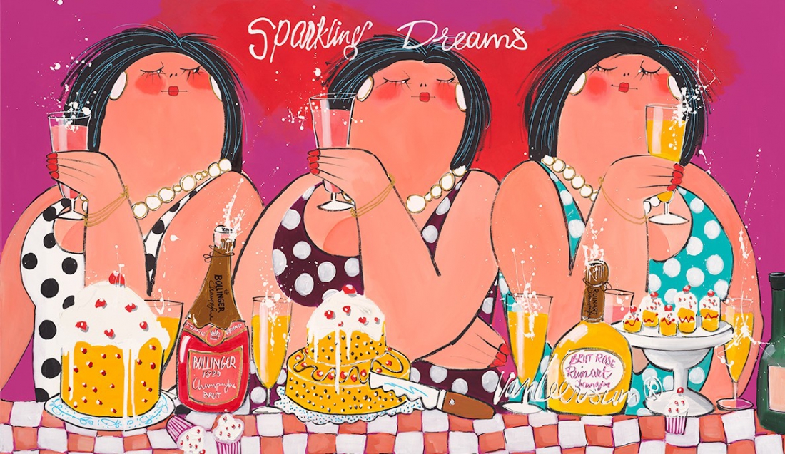Dames 'Sparkling dreams' 70x140 - Schilderijenshop