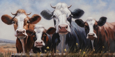 Schilderij koeien 60x120