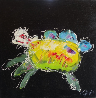 Schilderij schildpad modern 50x50