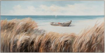 Schilderij strandaanzicht met lijst 70x140