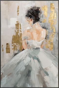 Schilderij lady in white dress met lijst 102x152