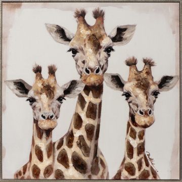 Schilderij giraffe met lijst 60x60