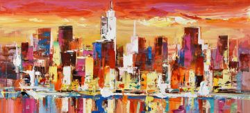 Schilderij skyline 70x140