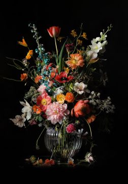 Wild flowers op glas 70x100