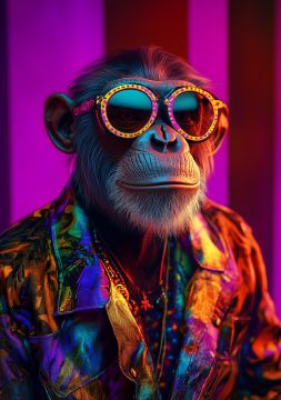 Disco chimpansee op glas 70x100