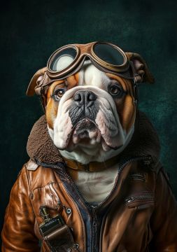 Pilot bull dog op glas 70x100