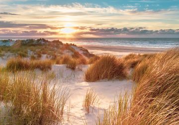 Horizon aan strand op glas 70x100