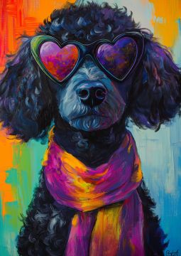 Pop art poodle op glas 50x70