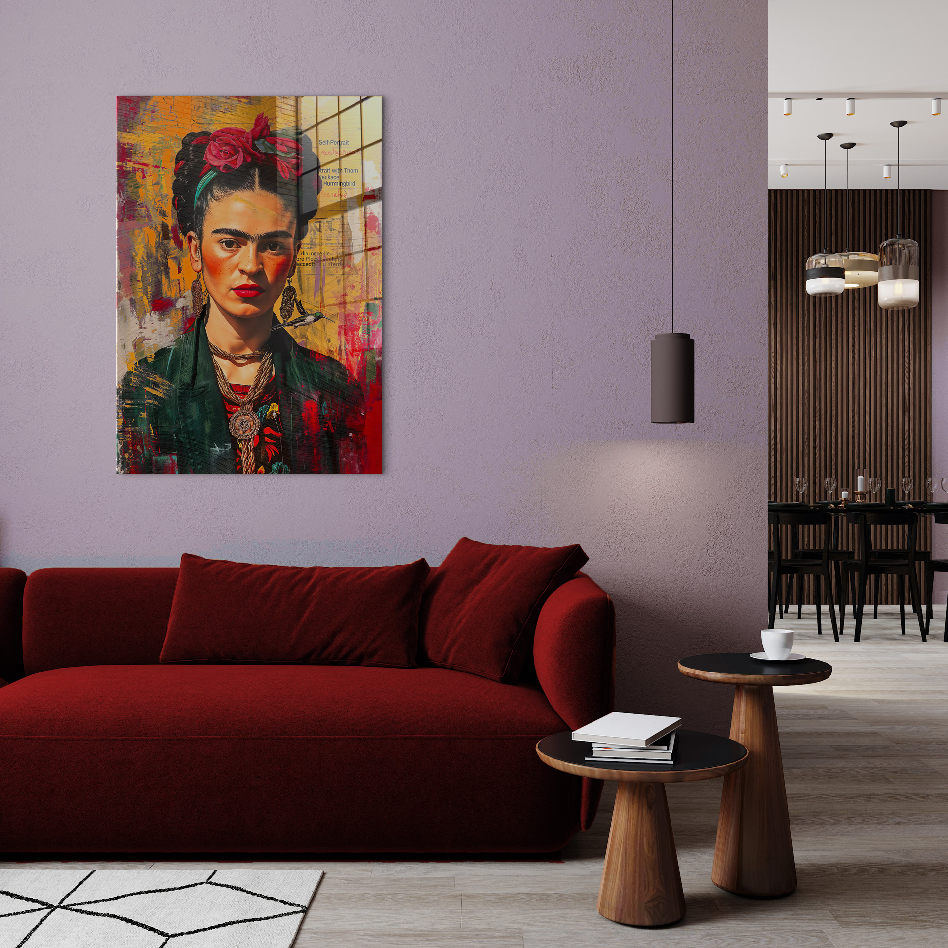 Frida Kahlo op glas 70x100