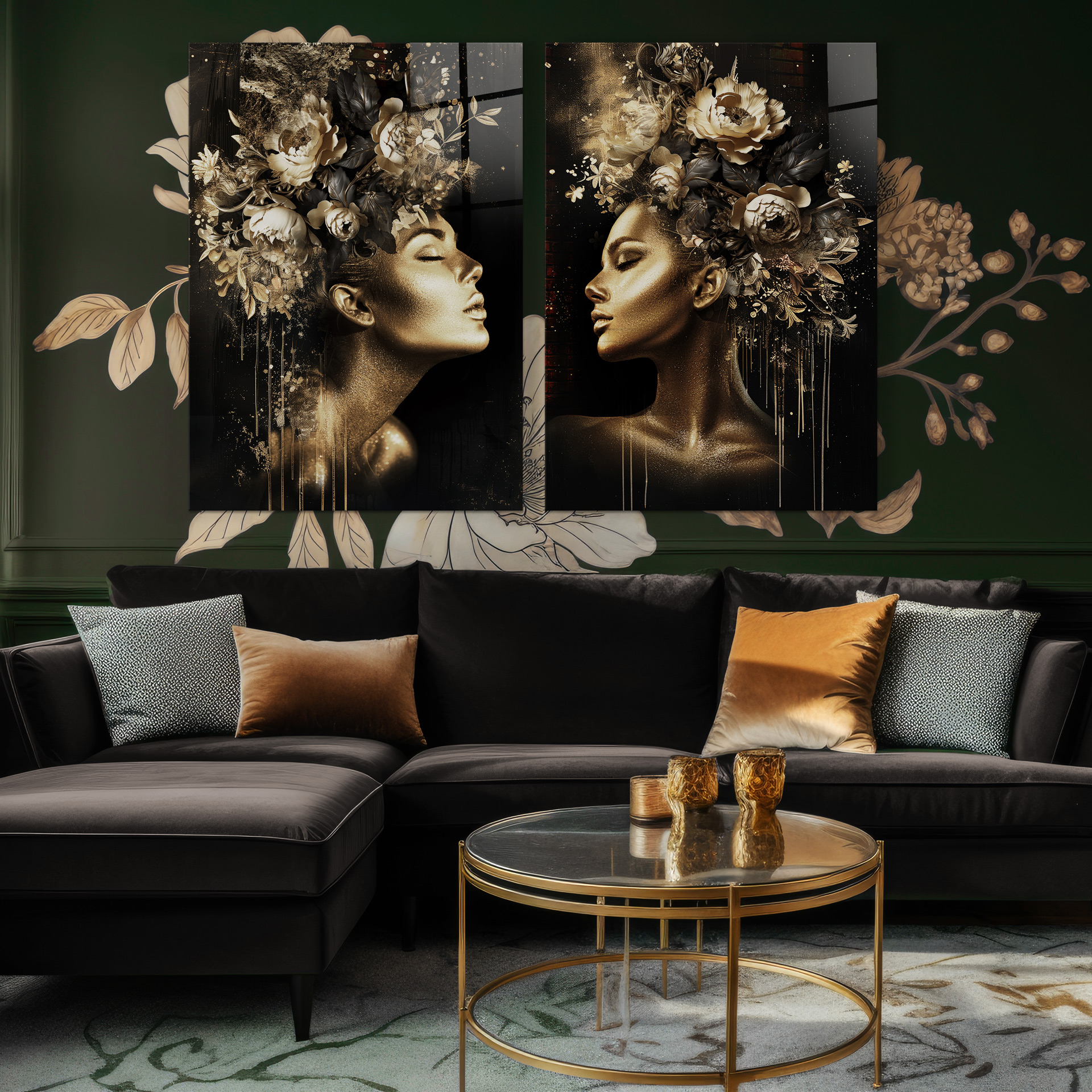 Golden beauty in thoughts I op glas 70x100