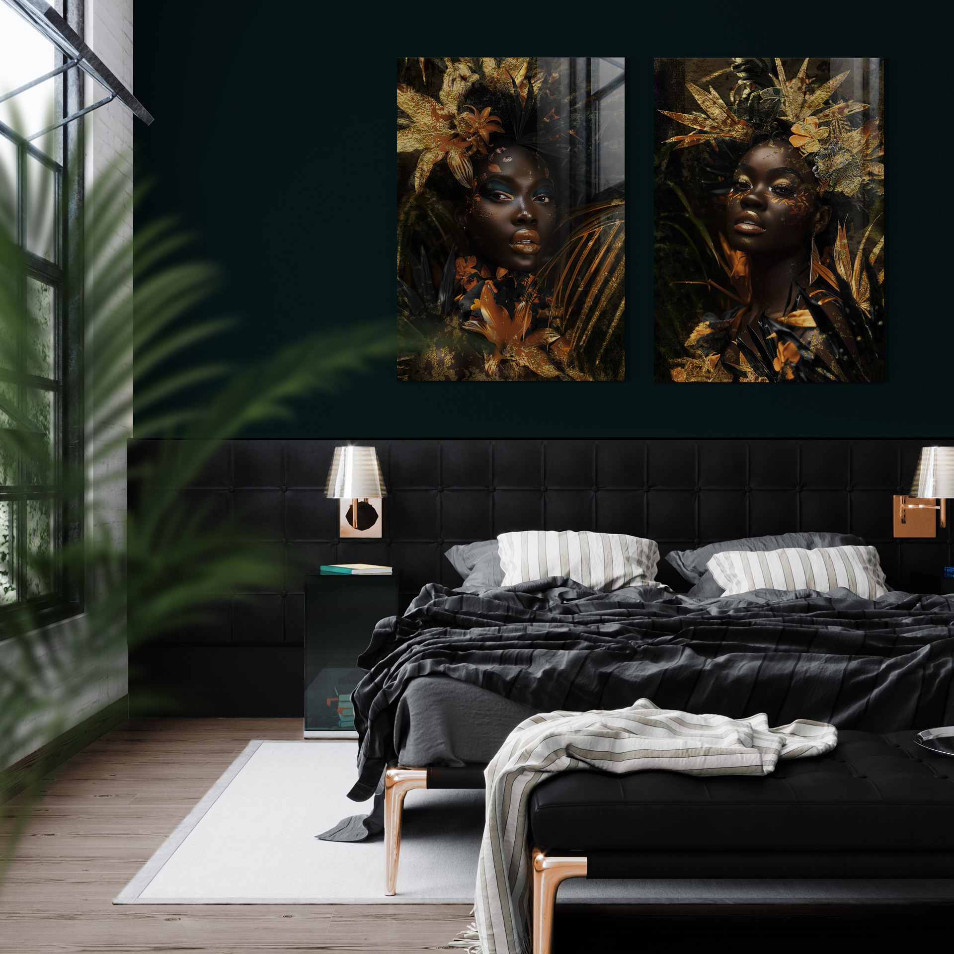 African touch I op glas 70x100