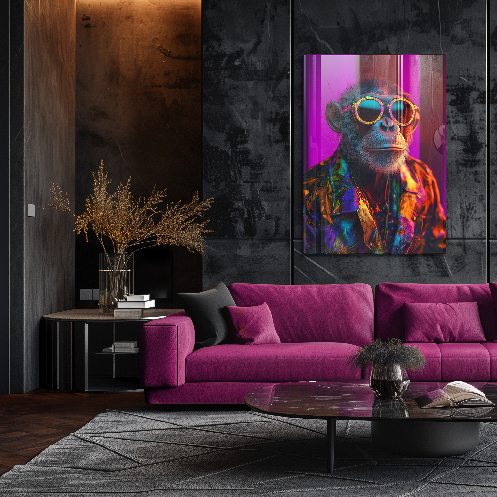 Disco chimpansee op glas 70x100