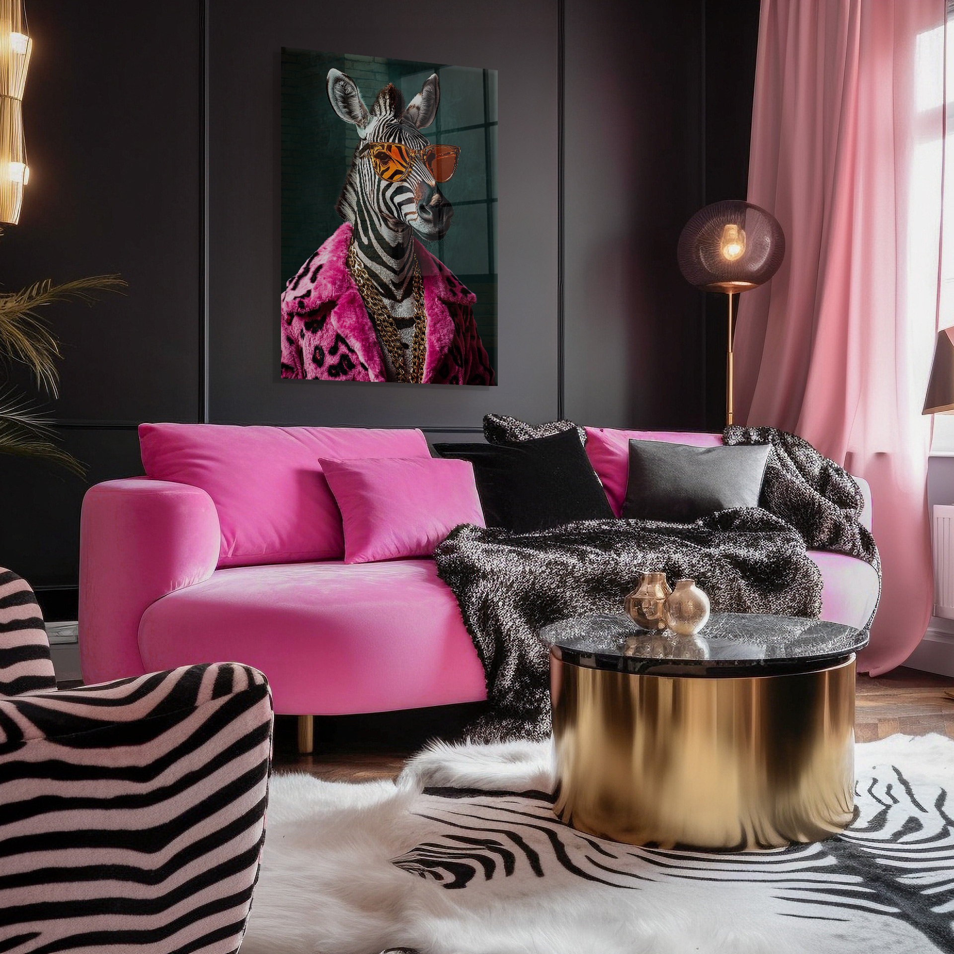 Punk zebra op glas 70x100