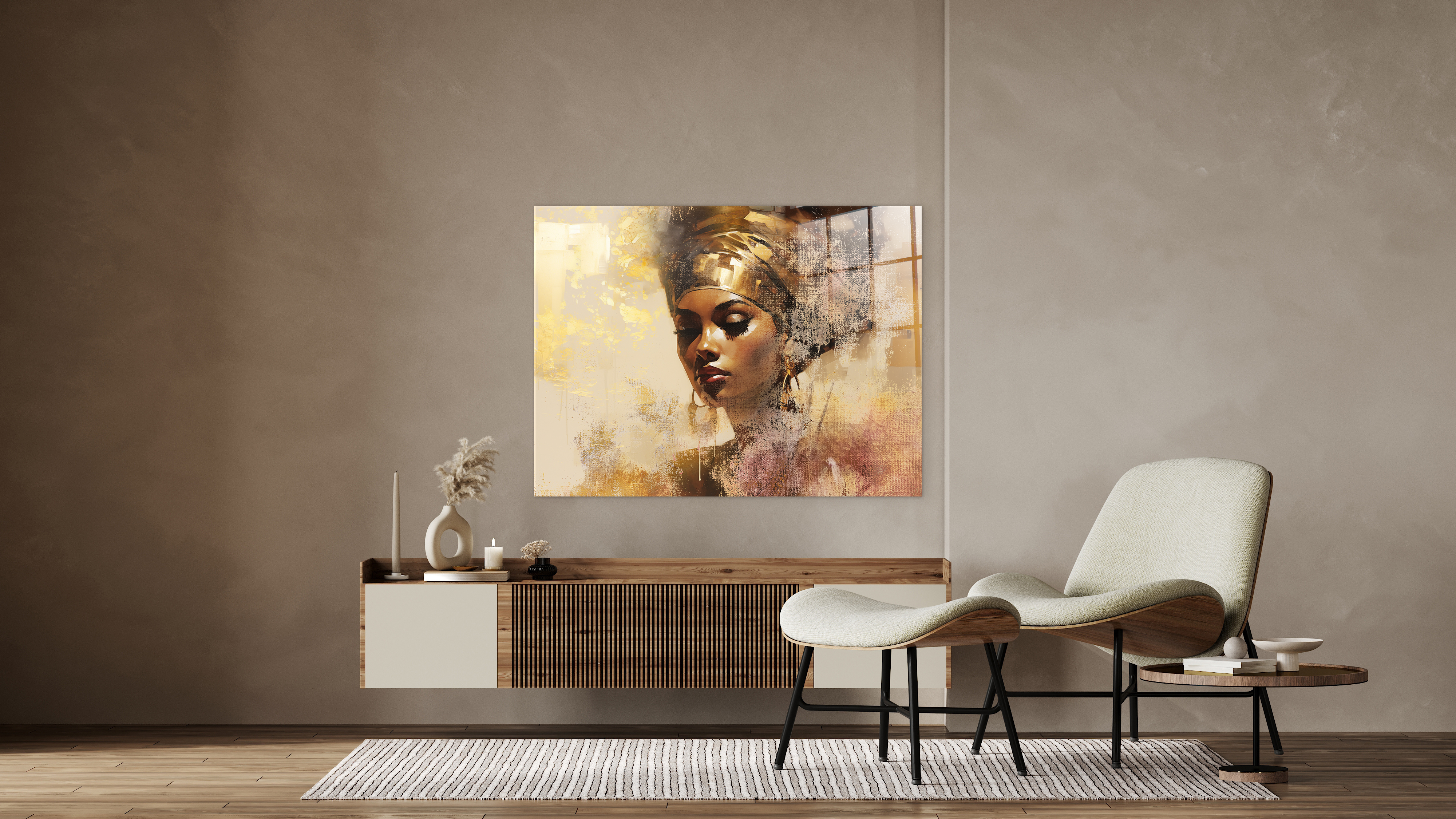 Golden queen op glas 80x120